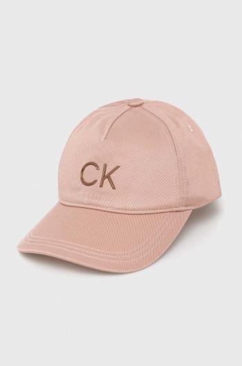 Kšiltovka Calvin Klein růžová barva, hladká