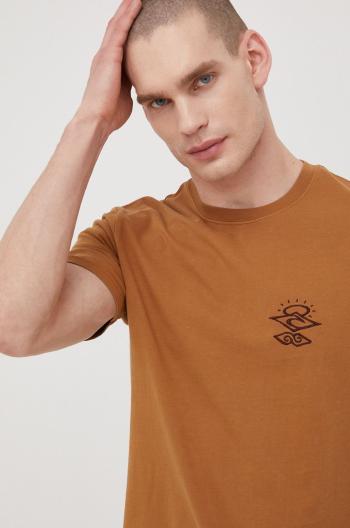Bavlněné tričko Rip Curl zlatá barva, s aplikací