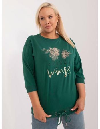 Dámská halenka plus size s nápisem tmavě zelená  