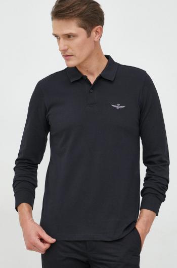 Tričko s dlouhým rukávem Aeronautica Militare tmavomodrá barva