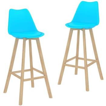 Barové stoličky 2 ks modré PP a masivní bukové dřevo, 287262 (287262)
