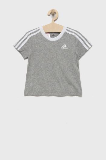 Dětské bavlněné tričko adidas Performance šedá barva