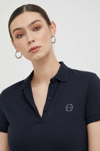 Bavlněné polo tričko Armani Exchange tmavomodrá barva