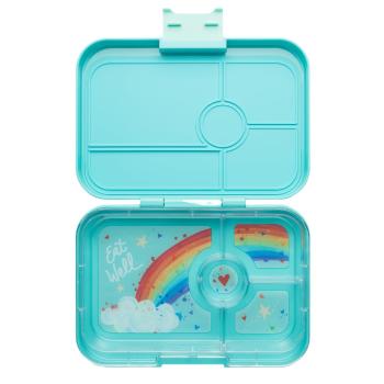 Obědový box TAPAS XL 4 1 l, tyrkysová / duha, plast, Yumbox