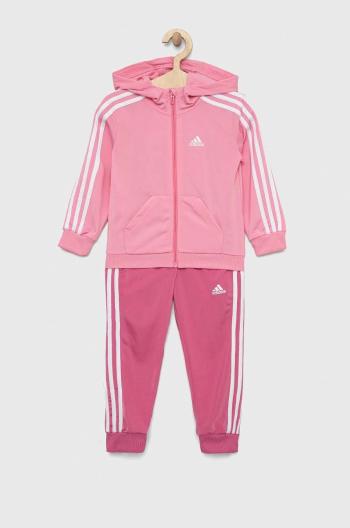 Dětská tepláková souprava adidas LK 3S SHINY růžová barva