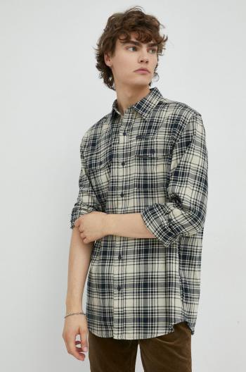 Bavlněné tričko Wrangler Atg béžová barva, regular, s klasickým límcem
