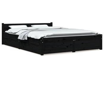 Rám postele se zásuvkami černý 150 × 200 cm King Size, 3103568 (3103568)