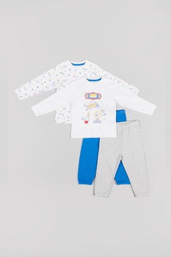 Dětské bavlněné pyžamo zippy bílá barva
