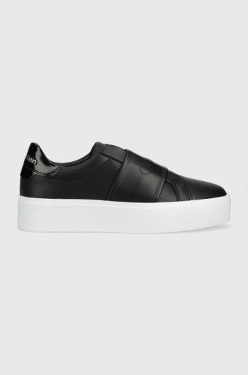 Sneakers boty Calvin Klein Flatform Slip On černá barva