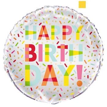 Balón foliový happy birthday - narozeniny - donut - 45cm (11179725977)