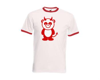 Pánské tričko s kontrastními lemy Panda čertík