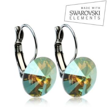 Ocelové náušnice RIVOLI 12 mm SWAROVSKI Elements Iridescent Green ASW17