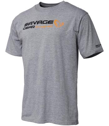 Savage gear triko signature logo t shirt grey melange - s