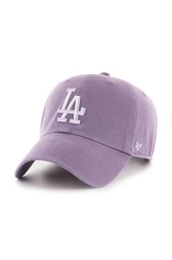 Bavlněná baseballová čepice 47brand Mlb Los Angeles Dodgers fialová barva, s aplikací