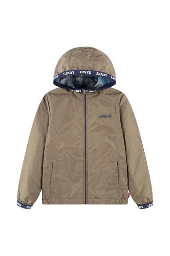 Dětská oboustranná bunda Levi's LVB REVERSIBLE BOY'S WIND JKT béžová barva