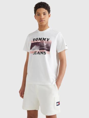 Tommy Jeans pánské bílé triko CONCEPT PHOTOPRINT - XXL (YBR)