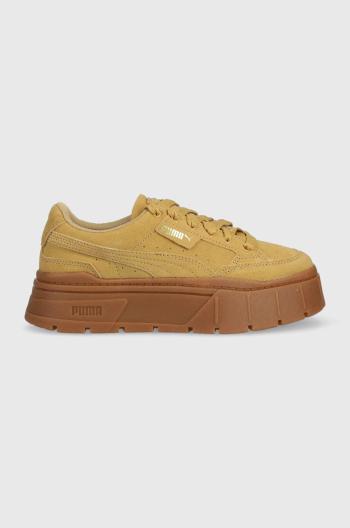 Kožené sneakers boty Puma Mayze Stack Suede Wns béžová barva