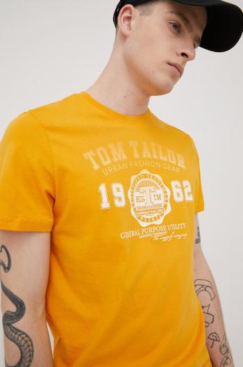 Bavlněné tričko Tom Tailor oranžová barva, s potiskem
