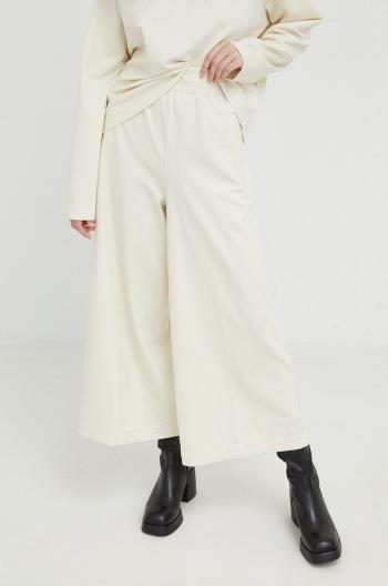 Kalhoty Drykorn dámské, béžová barva, široké, high waist