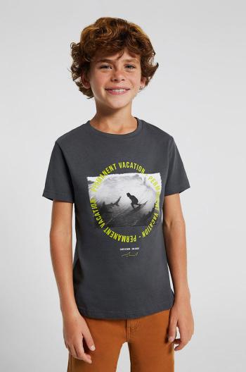 Dětské bavlněné tričko Mayoral šedá barva, s potiskem