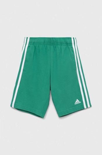 Dětské bavlněné šortky adidas U 3S KN zelená barva, nastavitelný pas