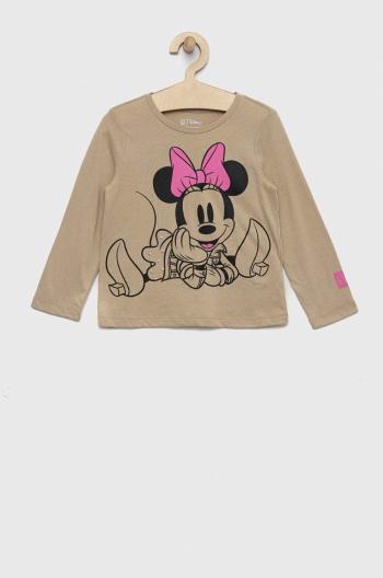 Dětská bavlněná košile s dlouhým rukávem GAP X Disney hnědá barva