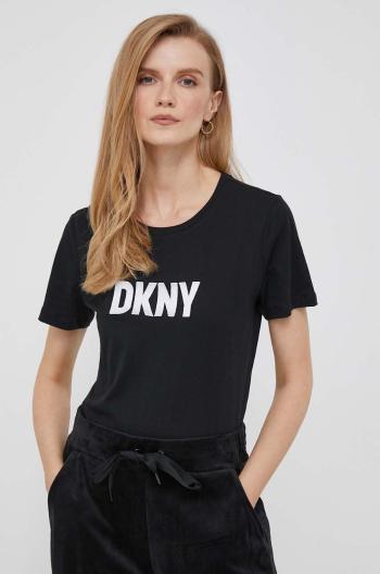 Bavlněné tričko Dkny černá barva, W3276CNA