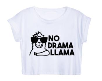Dámské tričko Organic Crop Top No drama llama
