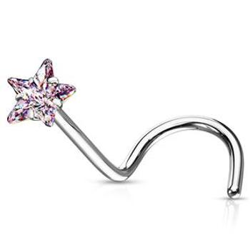 Šperky4U Zahnutý piercing do nosu hvězdička - N0138P