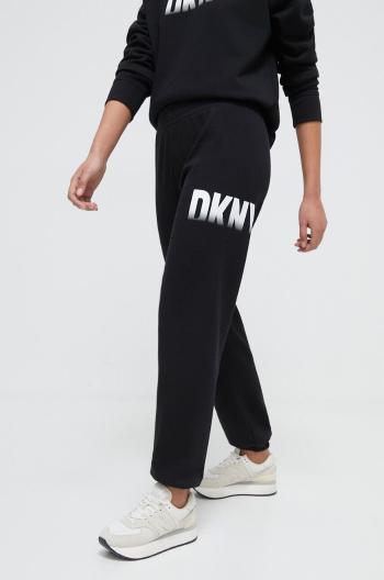 Tepláky Dkny černá barva, s potiskem, DP3P3379