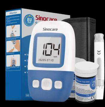 Sinocare Safe AQ Angel Glukometr 25ks test. proužků + 25ks lancet, odběrové pero, cestovní pouzdro