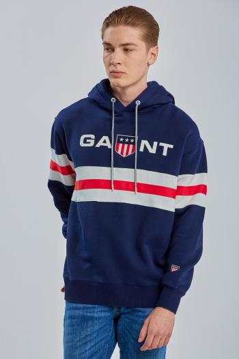 MIKINA GANT D1. GANT RETRO SHIELD RELAXED HOOD modrá L