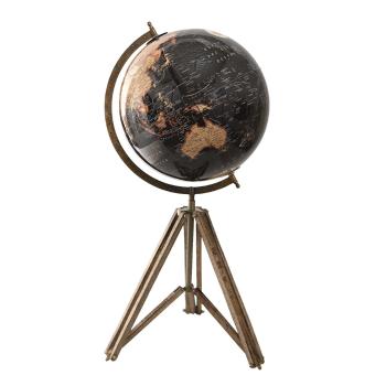 Černý dekorativní glóbus na dřevěné trojnožce Globe - 31*31*71 cm 64934