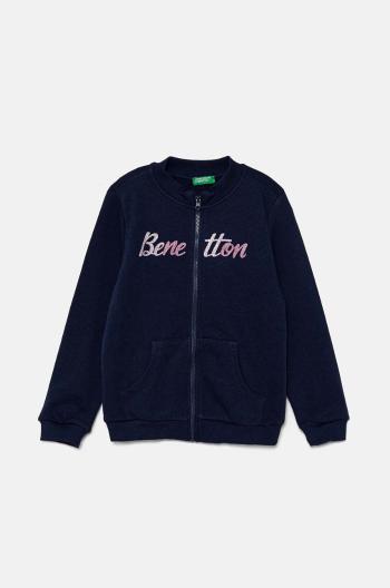 Dětská bavlněná mikina United Colors of Benetton tmavomodrá barva, s potiskem, 3J70G5037