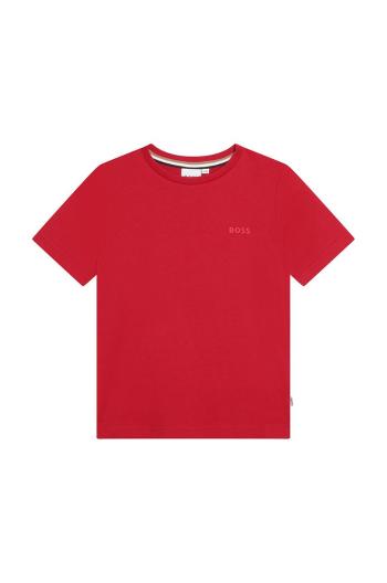Dětské bavlněné tričko BOSS červená barva