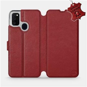 Flip pouzdro na mobil Samsung Galaxy M21 - Tmavě červené - kožené -   Dark Red Leather (5903516245741)