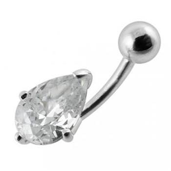 Šperky4U Stříbrný piercing do pupíku - kapka - BP01010-C