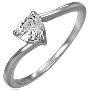 Šperky4U Ocelový prsten se zirkonem - velikost 50 - OPR1614-50