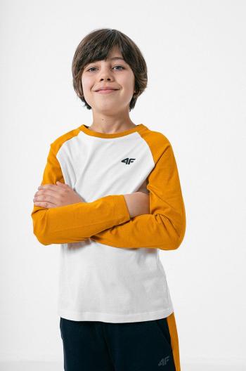 Dětská bavlněná košile s dlouhým rukávem 4F bílá barva, s potiskem