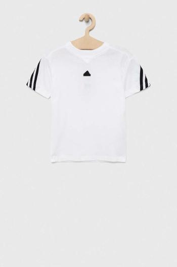 Dětské bavlněné tričko adidas U FI 3S bílá barva, s aplikací