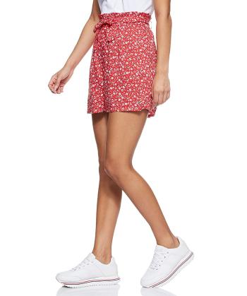 Tommy Hilfiger TOMMY JEANS dámské červené květinové kraťasy TJW FLORAL SHORT