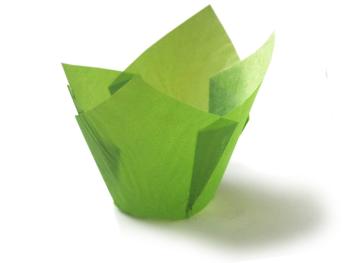 Papírové košíčky na muffiny tulipán zelený papírový 12 ks - 