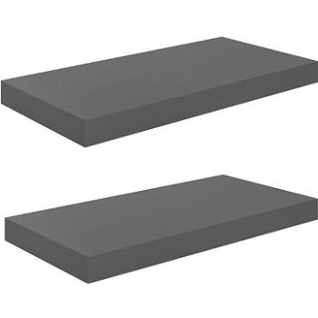 Shumee plovoucí nástěnné 2 ks šedé vysoký lesk 50×23×3,8 cm MDF, 323788 (323788)