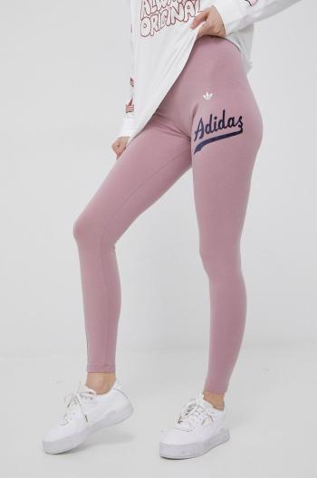 Legíny adidas Originals HD9775 dámské, růžová barva, s aplikací