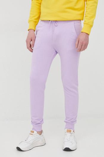 Bavlněné kalhoty United Colors of Benetton pánské, fialová barva, hladké