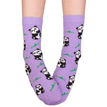 Vzorované dívčí ponožky WOLA PANDY fialové Velikost: 36-38