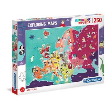 CLEMENTONI Puzzle Prozkoumej mapu: Slavné evropské osobnosti 250 dílků