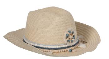 Slaměný klobouk s korálky a střapci Ecruo - 35*35*15cm 93657
