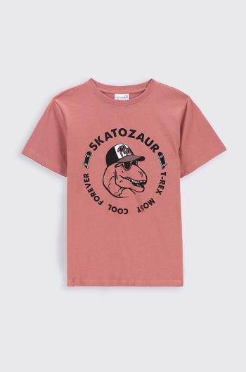 Dětské bavlněné tričko Coccodrillo růžová barva, s aplikací