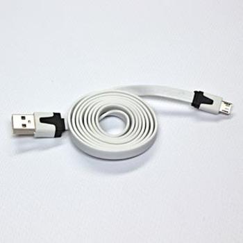 Logo USB kabel (2.0), USB A samec - microUSB samec, 1m, plochý, bílý, blistr, DOPRODEJ